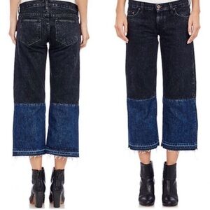 Simon Miller W005 Black and Blue Cropped Wide Leg Hiko Jeans